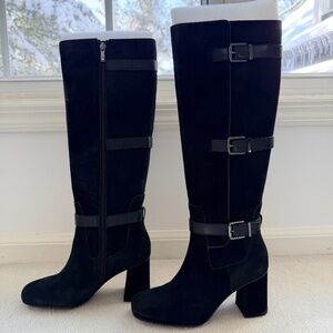 Franco Sarto Black Suede Knee-High Boots | Size 6.5 | New